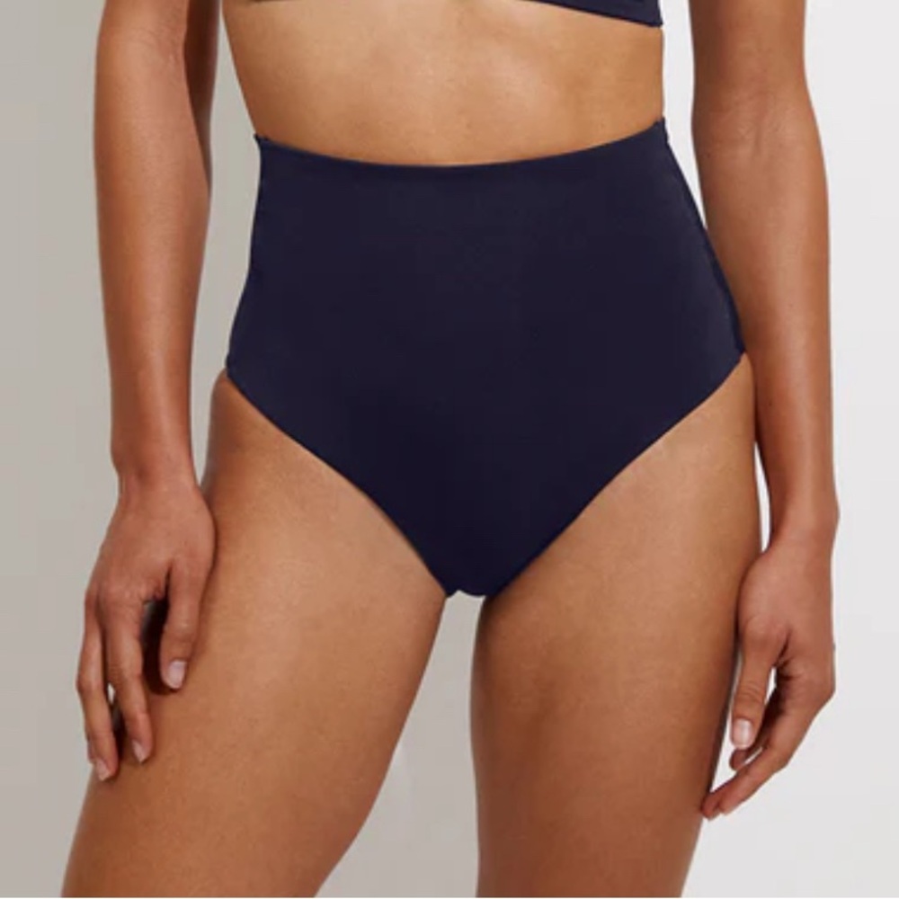 High-Waisted Navy Swim Bottoms